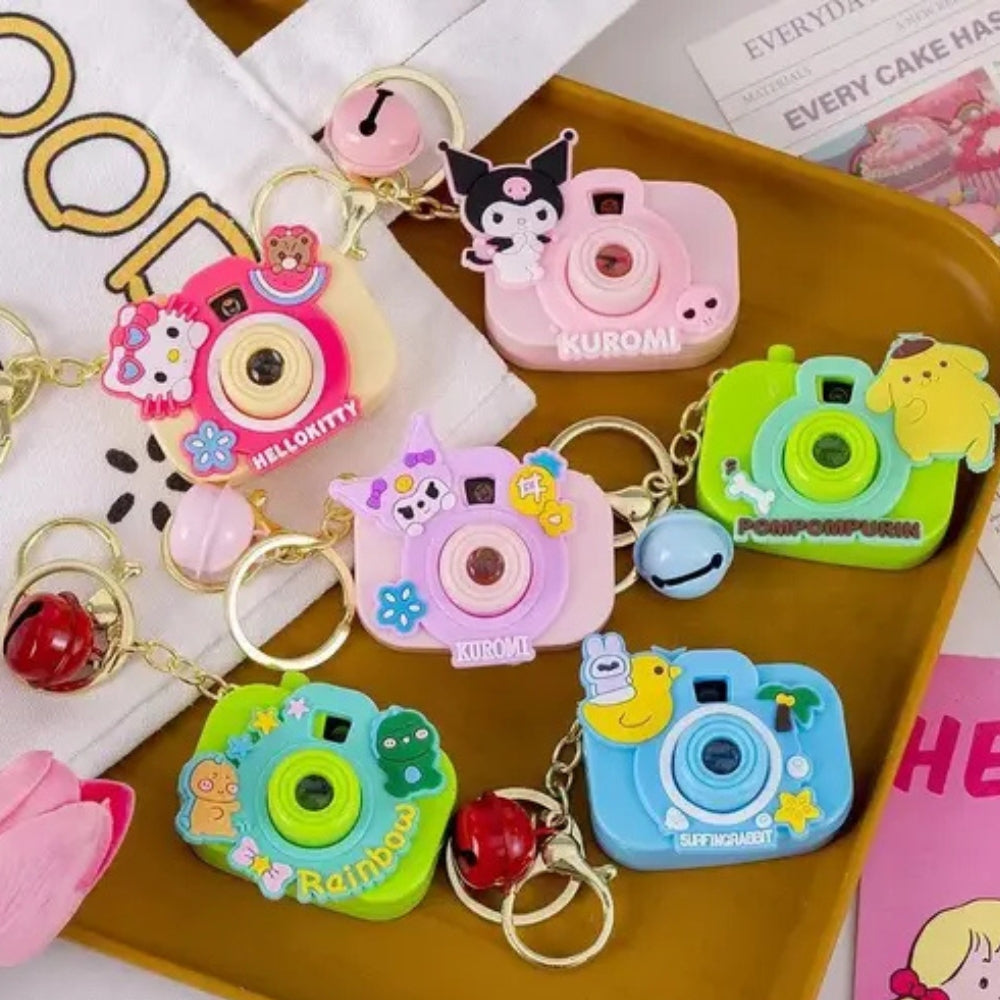 Whimsical Mini Camera Keychain with Bright LED Light Effect