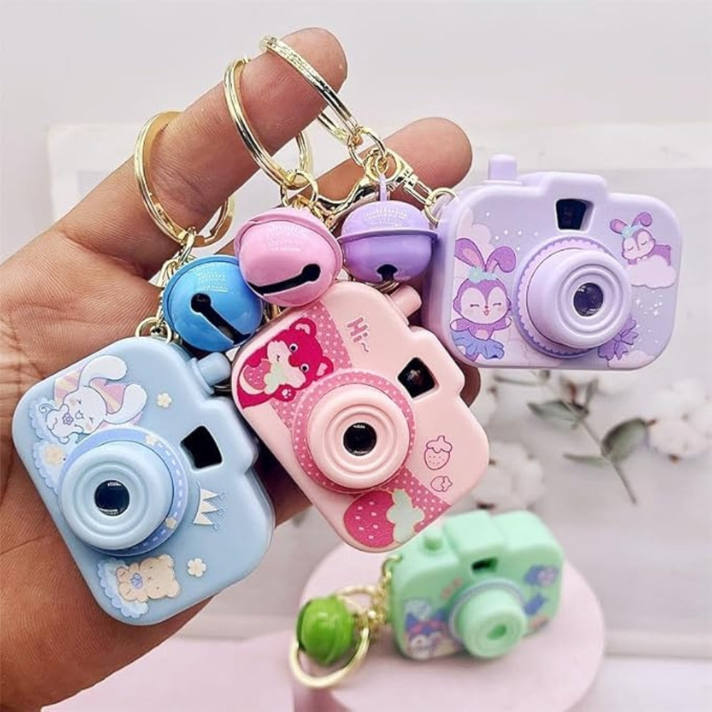 Fun Miniature Camera Keychain with Bright LED Light Effect & Durable Design