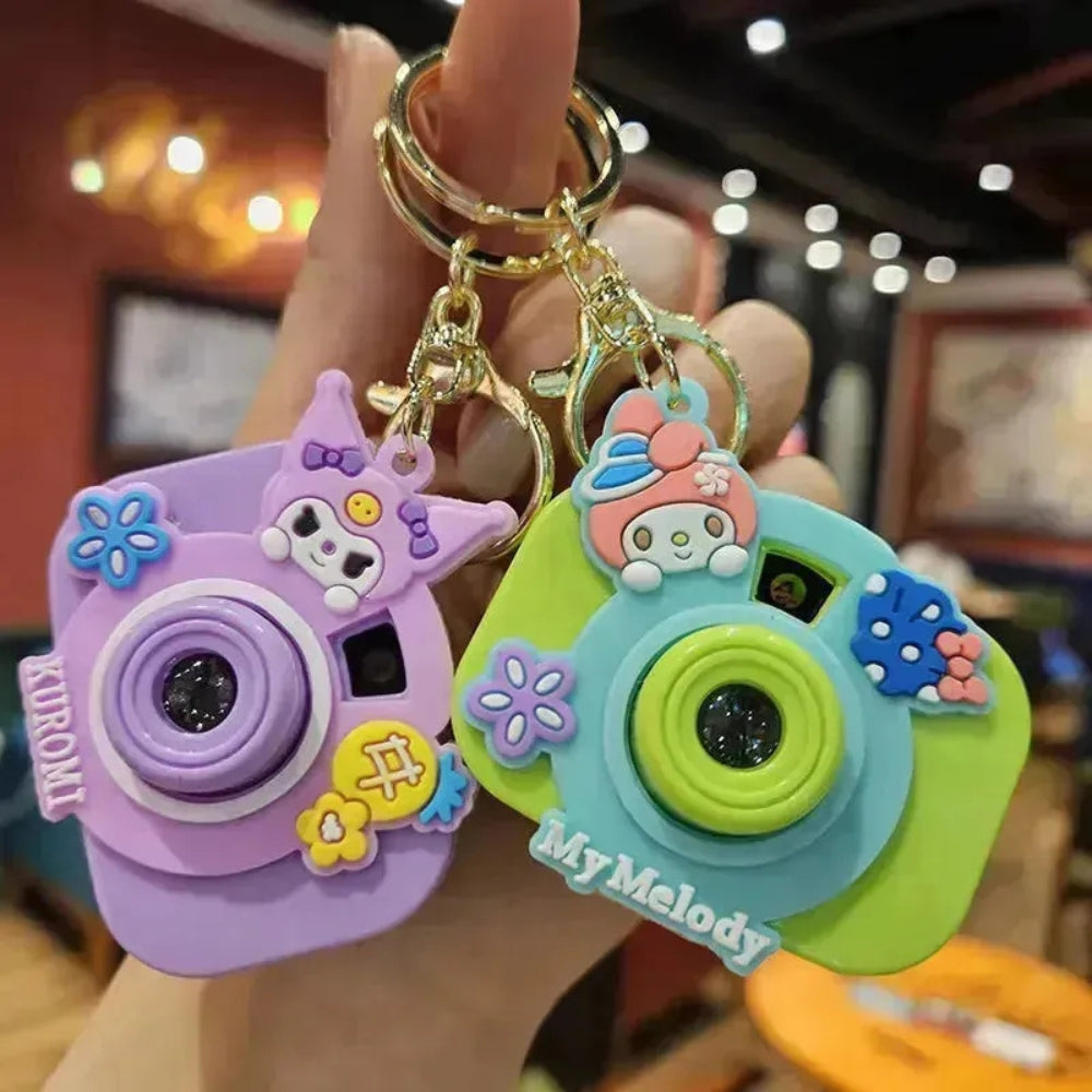 Whimsical Mini Camera Keychain with Bright LED Light Effect