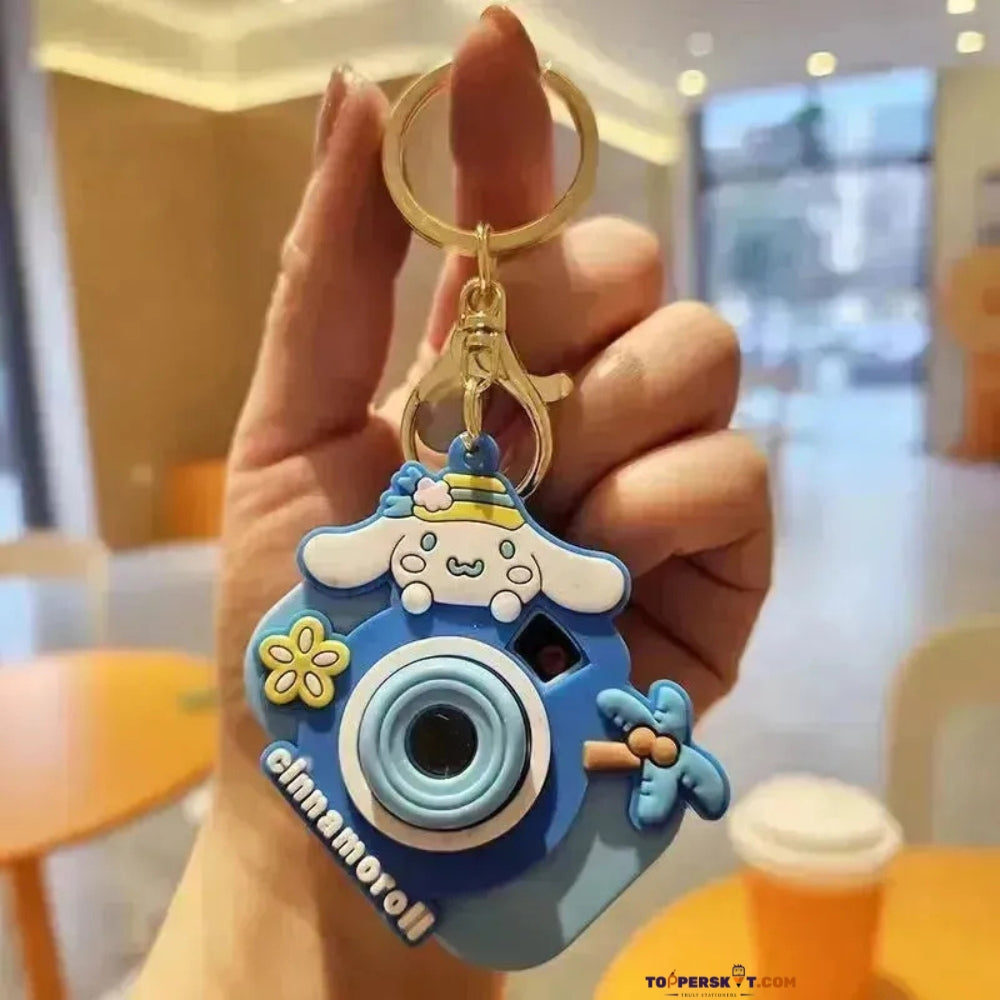 Whimsical Mini Camera Keychain with Bright LED Light Effect