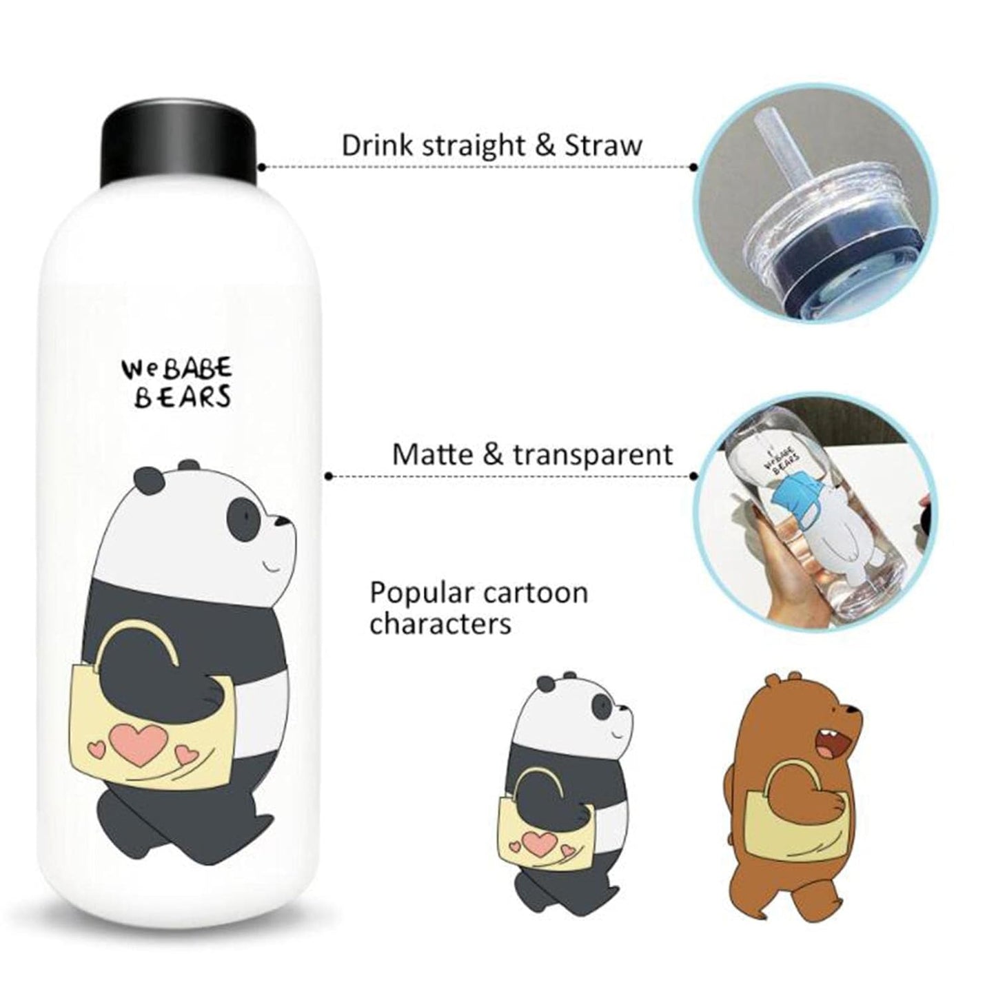2 in 1 Cute Panda Bottle With sipper