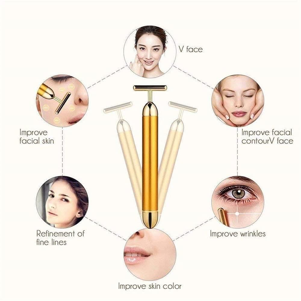 Luxury Skincare 24K Gold Energy Electric Facial Massager Roller (50% OFF)