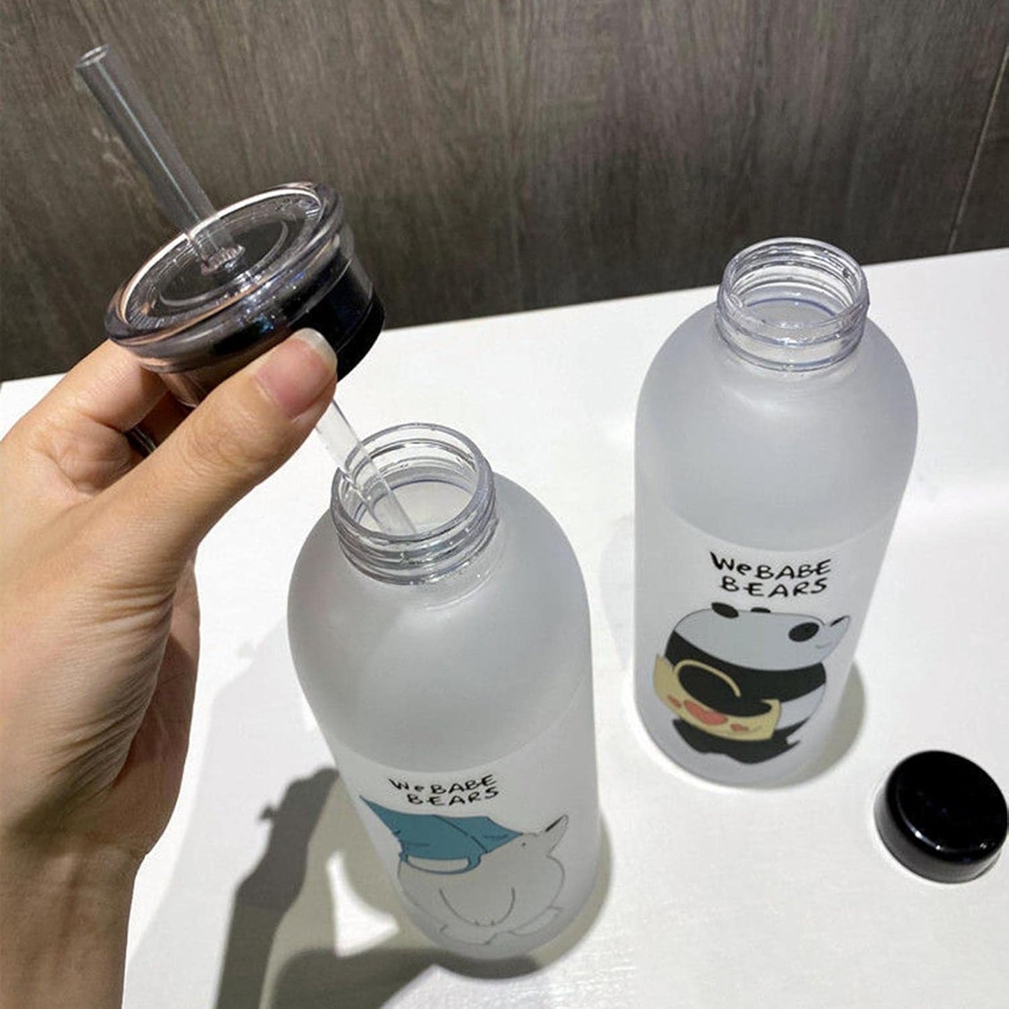 2 in 1 Cute Panda Bottle With sipper