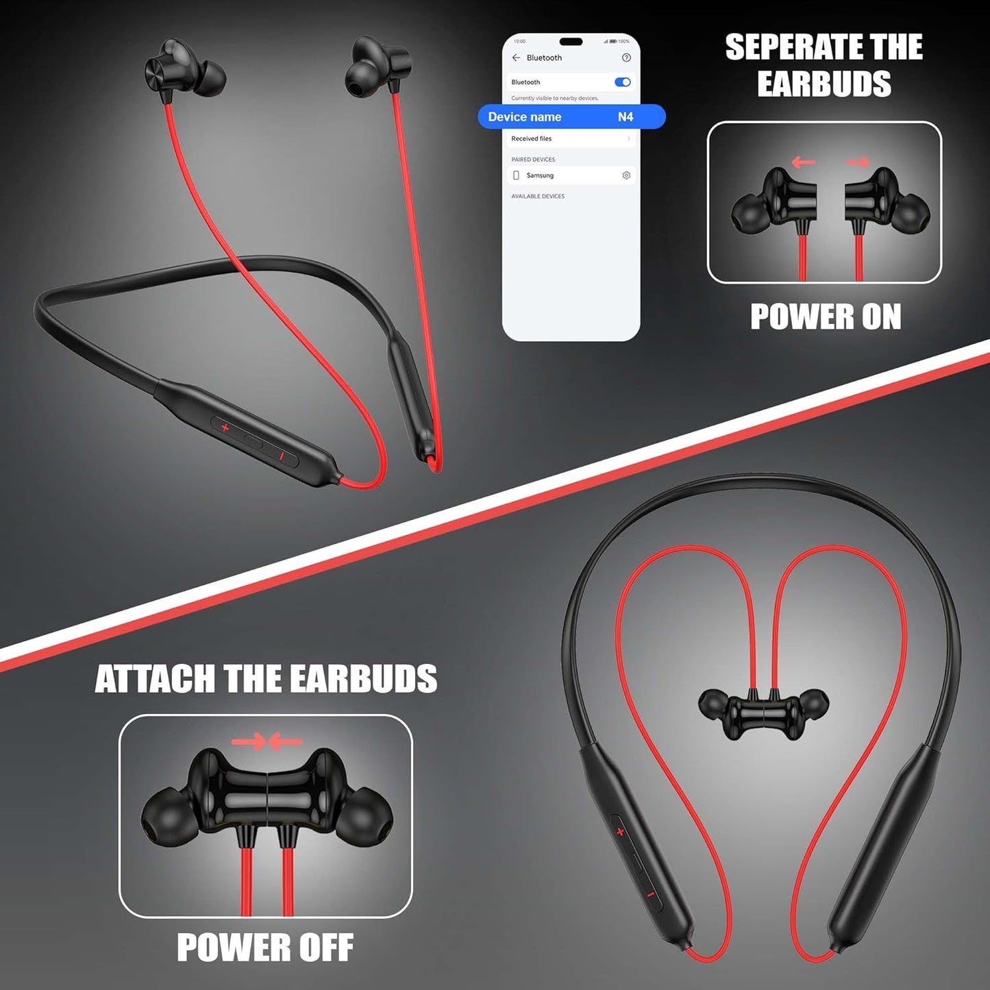 Kratos N4 Bluetooth Neckband with 52H Playtime