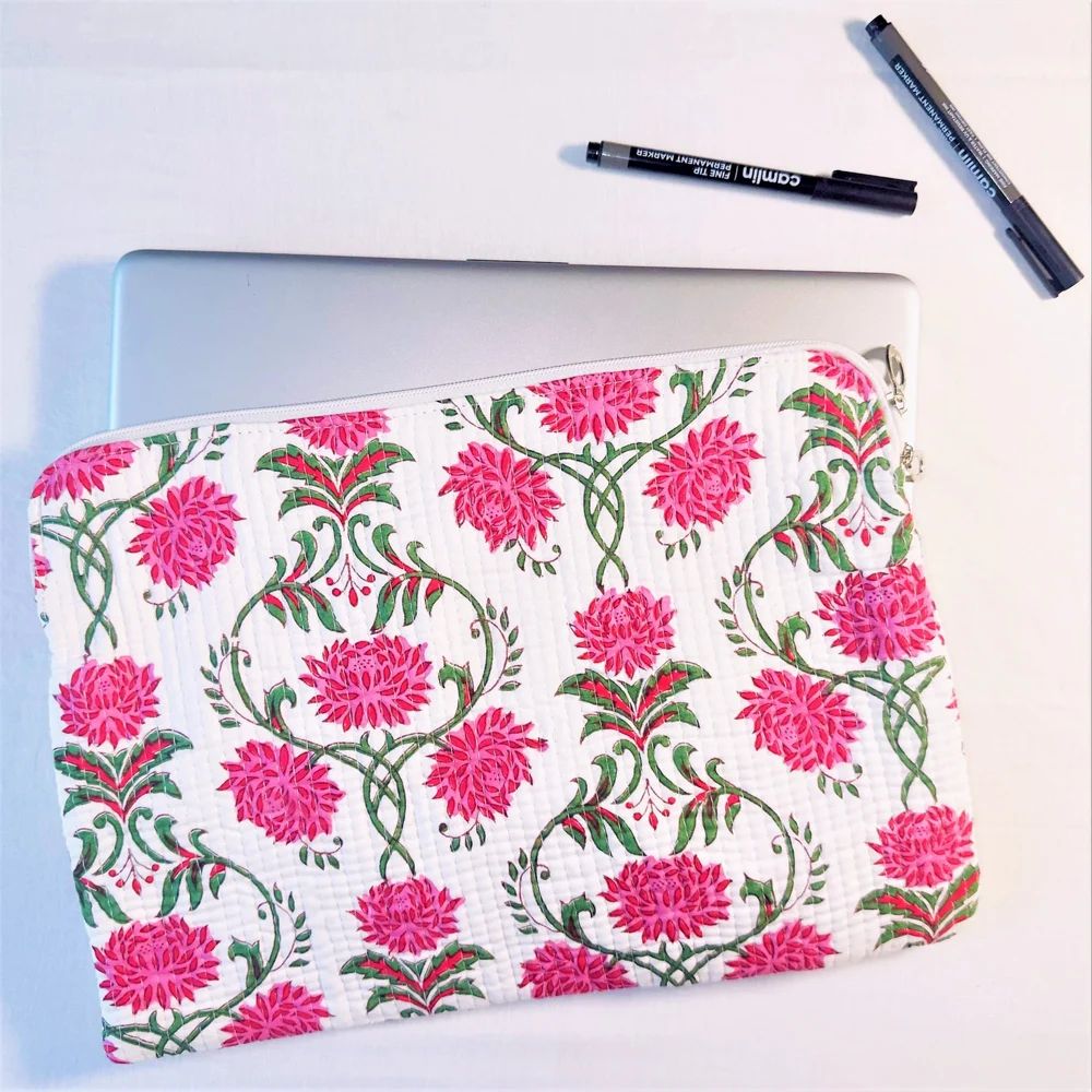 Pink Floral Laptop Pouch