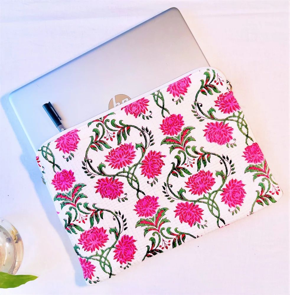 Pink Floral Laptop Pouch