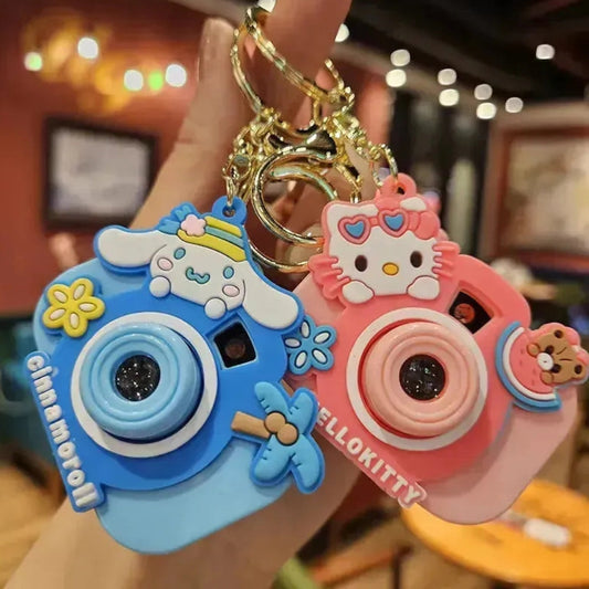 Whimsical Mini Camera Keychain with Bright LED Light Effect