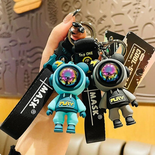 Whimsical 3D Astronaut Rubber Silicone Keychain Charm for Bags & Keys