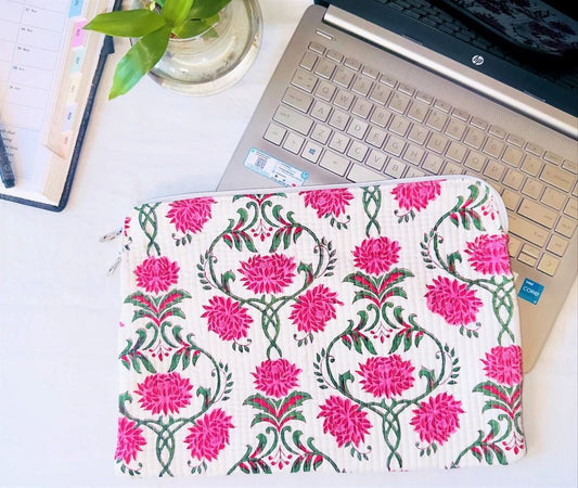 Pink Floral Laptop Pouch